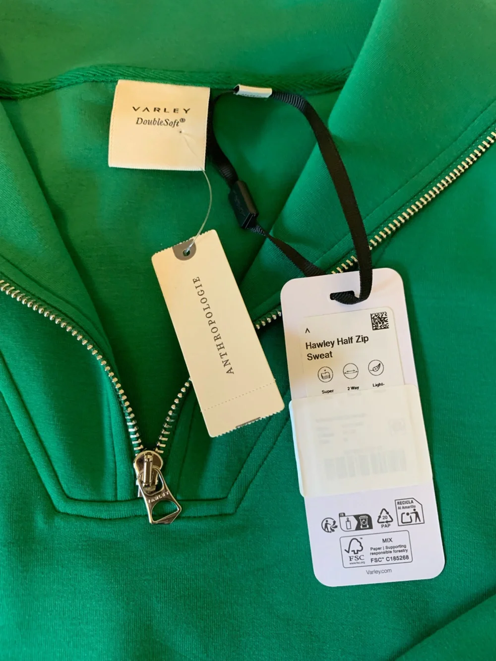 Varley Hawley Half-Zip Sweatshirt Double Soft Anthropologie sz Medium NEW green - Picture 12 of 16